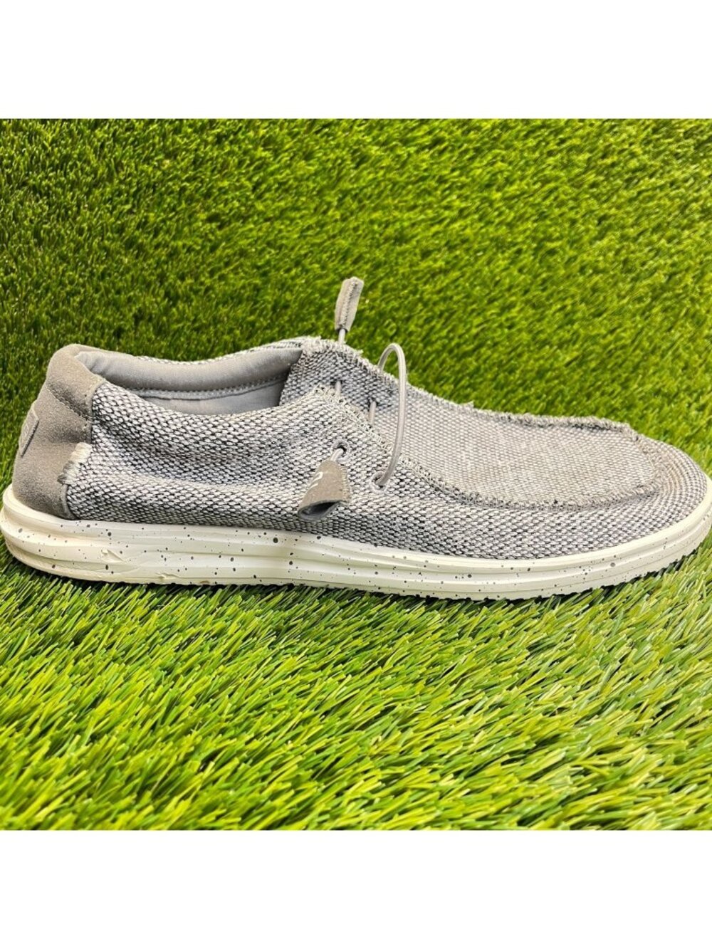 Hey Dude Wally Mens Size 14 Light Gray Athletic Casual Walking Slip On Shoes
